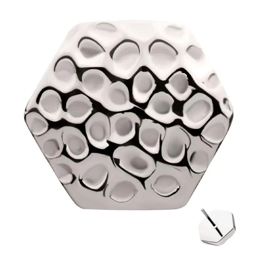 Hammered Hexagon Titanium Threadless Top