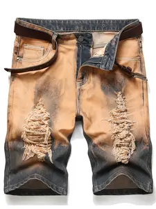 Men's Ripped Denim Shorts Distressed Slim Fit Jean Shorts for Men Casual Straight Fit Ripped Shorts
