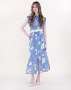 Desert Marigold Embroidered Belted Shirt Dress