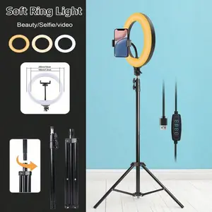 10" Adjustable Selfie Ring Light with Extendable Tripod, 3 Color Temperature Options for Professional Photography, YouTube Videos, Computer Work, Live Streaming, Video Calls, etc#SummerVibes