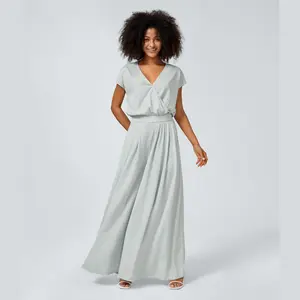 Halara V Neck Short Sleeve Side Pocket Wide Leg Flowy Waffle Casual Jumpsuit