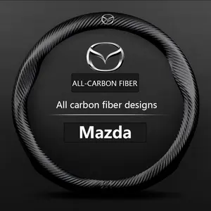 Carbon fiber Leathe Car Steering Wheel Cover For Mazda 3 5 6 SKYACTIV Axela Atenza CX30 CX5 CX8 CX9 MX5 RX8 RX7 BT50 Accessories