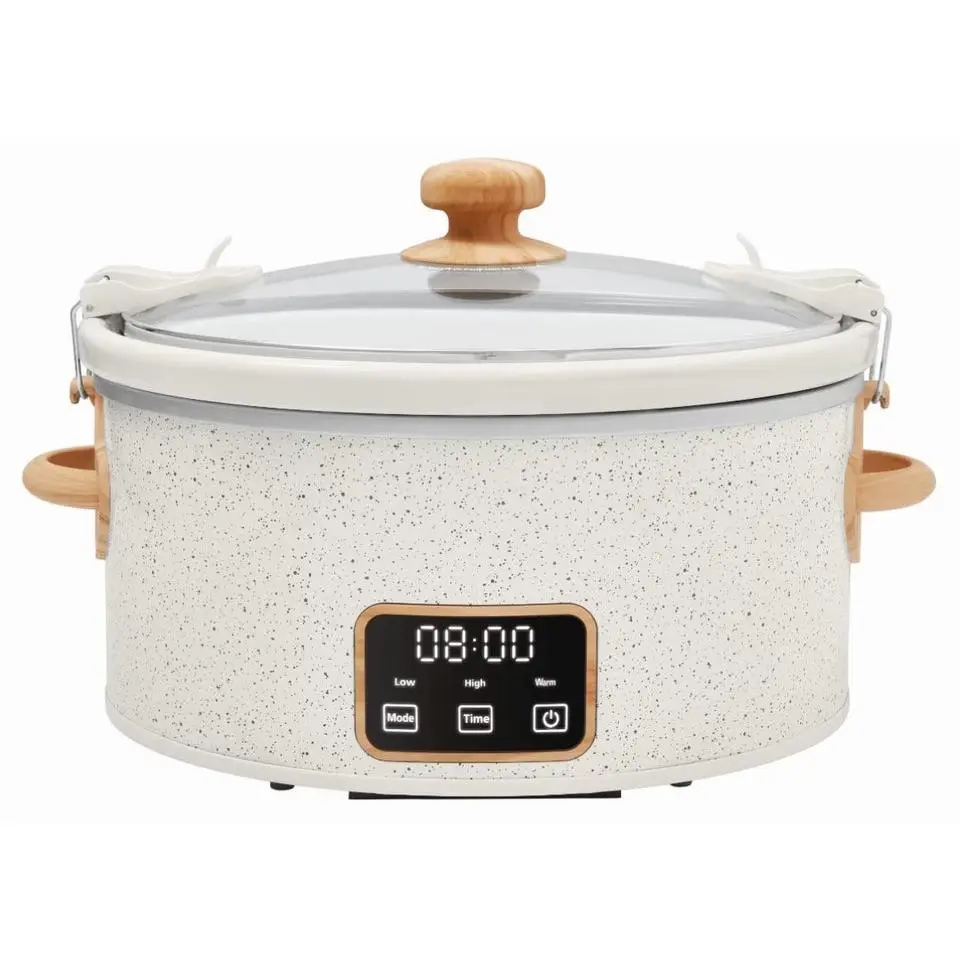 6-Quart Portable Linen Speckle Slow Cooker
