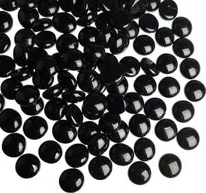 Black Flat Marbles Glass Gems Stones 1 LB for Vase Fillers,Crafts,Home Accents,Table Scatter,Candle Holder Decoration