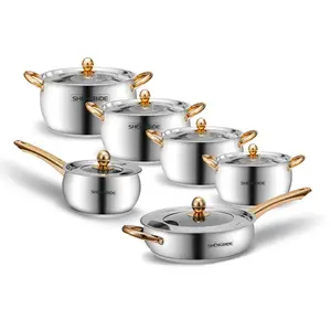 Classic Stainless Steel Non-Stick Cookware Set, Dual Insulated Handles, Fits All Stovetops, Induction Cookware Sets, Perfect Christmas Gift Idea