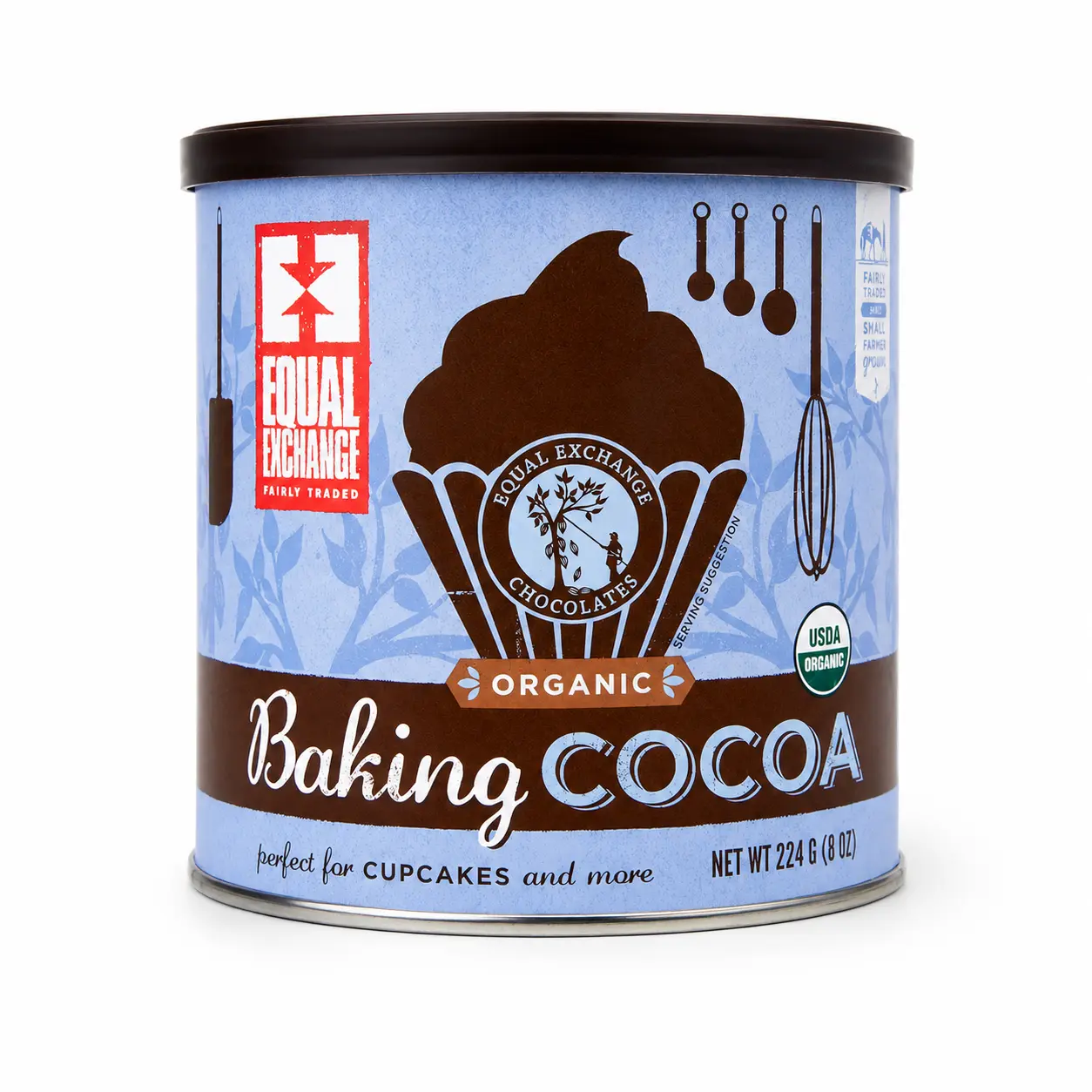 Equal Exchange Certified Sugar-Free No Added Sugar Deep Chocolate Flavor Organic Baking Cocoa, 224 g (8 oz)