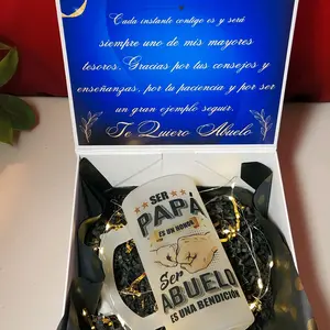 Ser abuelo es una Bendicion - Gift Box for Grandpa with Frosted Glass 16oz - Perfect for Hot and Cold Drinks