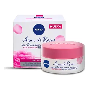 Nivea Agua de Rosas Crema Gel -50ml with Hyloronic acid - Moisturizers for Skin Care - Skincare glow serum Hyaluronic Hydrate facial  cream (WHITE BOX)