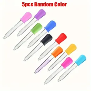 5pcs random color Small Silicone Plastic Pipette Dropper Feeding Medicine Liquid Eye Ear Pipette Dropper School Lab Experiment Supplies Tools