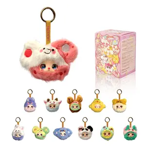 Baby Three-Lila Tea Party blind boxes, Bunny Plush Dolls, Soft Furry Collectibles, Backpack or clothing decoration, Blind bag Stuffed Animal halloween decoration