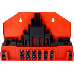 3/8"-16 T-Slot Clamping Kit, Heat-Treated Tool Steel Clamp Set with Step Blocks T-Nuts Wrench, Heavy Duty Holding Tools for Milling Workpiece Clamping, Professional & DIY Workshop Accessories