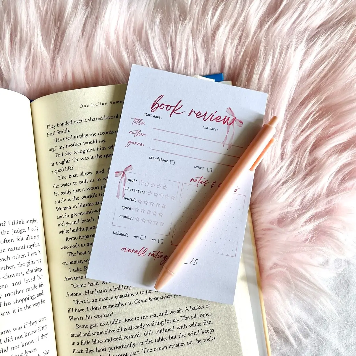 Coquette Bow Book Review Notepad | 4x6” | 50 tear-off sheets