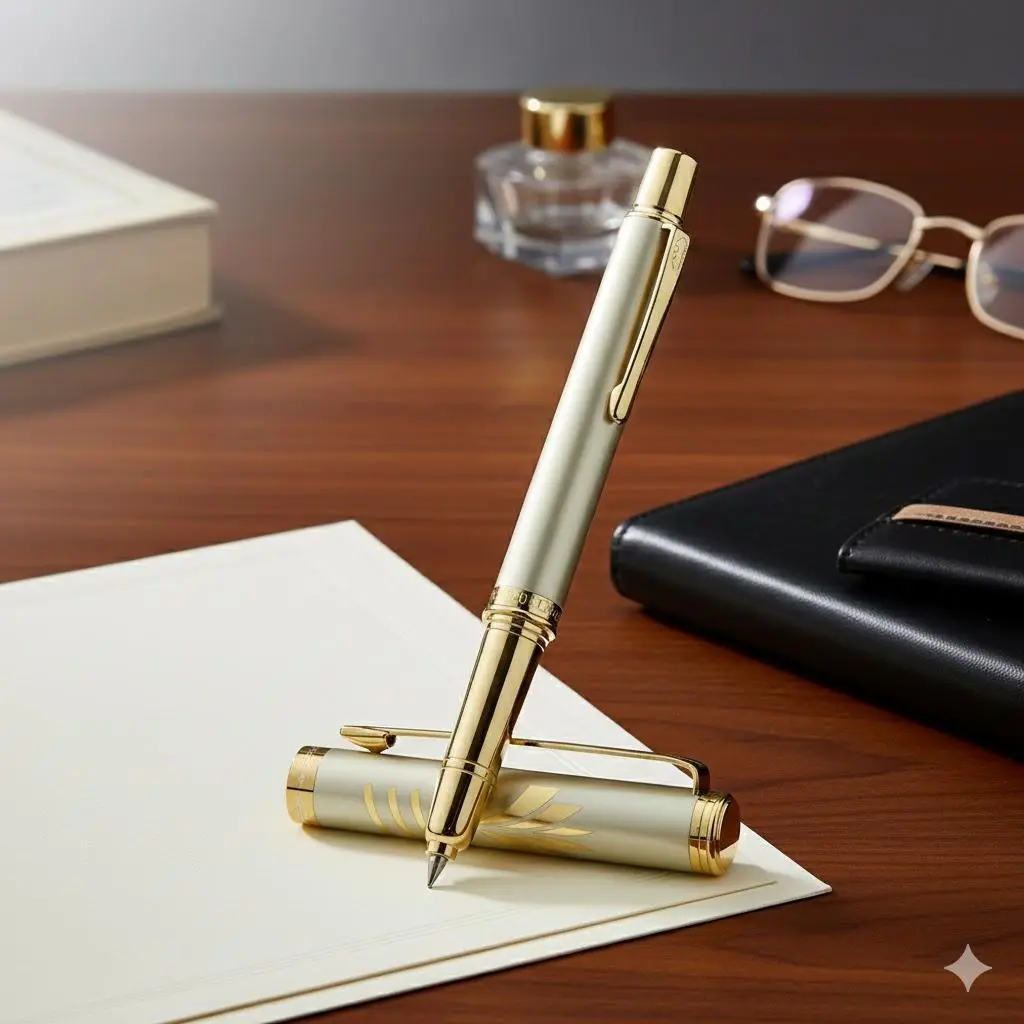 Ultra-Fine Replaceable Gel Ink Pen for Smooth Writing, Non-Slip Metal Barrel for Office, Business Signatures & Exams, Durable Student and Professional Writing Tool
