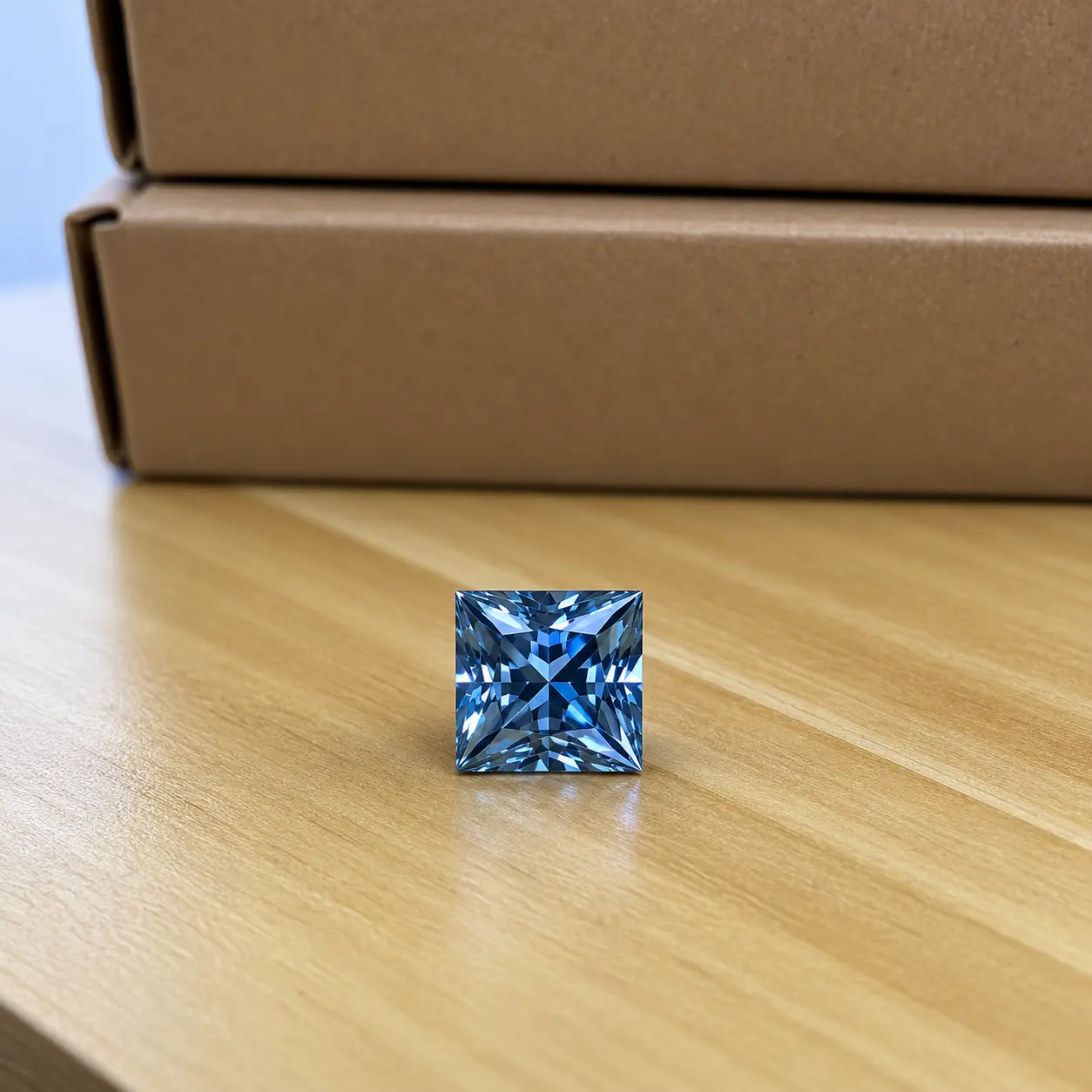 Blue Asscher Cut Loose Moissanite Stone, 3ct, VVS1 Clarity, GRA Traceable Certificate for Jewelry Accessories & Artificial Gemstone Applications