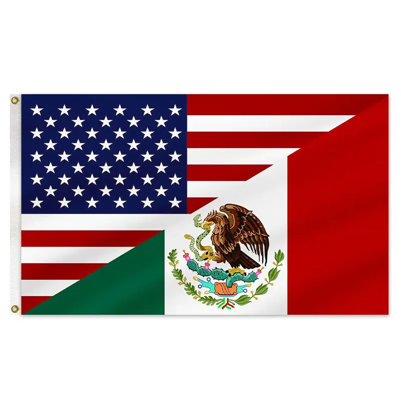 Mexico United States Friendship Flag 3x5 Feet, Bold Fusion Design Outdoor Banner, Fade-Resistant Durable Decorative Flag for Patio, Garden, Events, Parties, Wall Decor, and Celebration Display