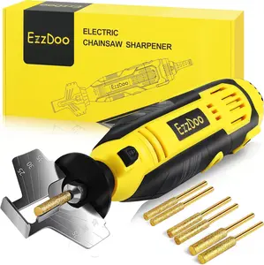 Chainsaw Sharpener Kit with Titanium-Plated Diamond Bits & 6 Sharpening Wheels – Fits All Chainsaw Chains, High-Speed Tool
