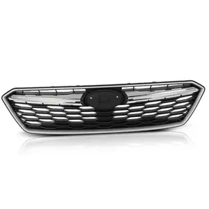 Fit For 2017-2019 Subaru Impreza Front Bumper Upper Grille Grill Black+Chrome