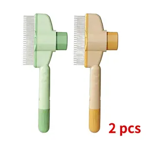 2 PCS Cat & Dog Combs for Long Hair Detangling Tool with Massage Function & Floating Hair Removal Essential Pet Grooming Set for Cats & Dogs