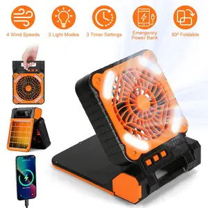 Solar Beach & Pool Fan with LED Lantern | 5200mAh Rechargeable, 4 Speeds & Power Bank