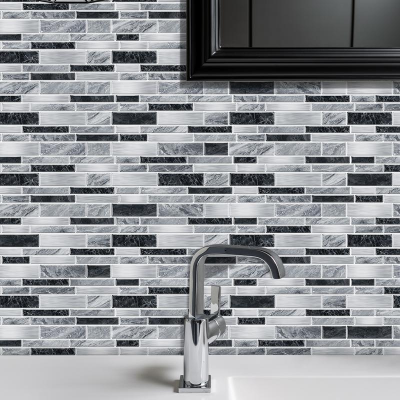 48pcs Marble Pattern Wall Sticker, Self AdhesivePeel & Stick Wall Decal, Waterproof & Oil-proof WallSticker For Kitchen Bathroom Home Office Decor