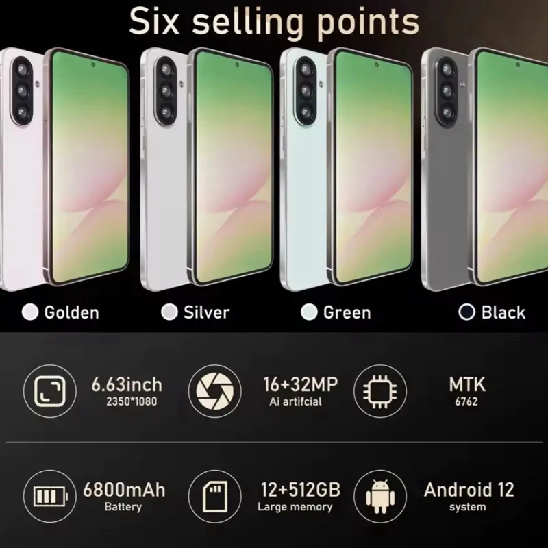 Global Version Smartphone Android 6.8 inch 12GB RAM 256GB Battery 6800mAh Large Memory MTK6762 Ai artificial System