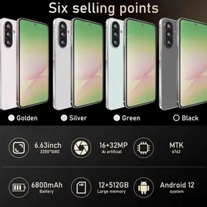 Global Version Smartphone Android 6.8 inch 12GB RAM 256GB Battery 6800mAh Large Memory MTK6762 Ai artificial System