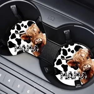 Cute Cow Print Mama Car Coasters - Unique Design for Car Decoration