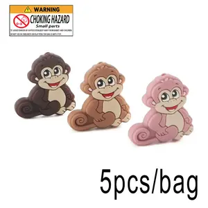 New Monkey Smile Silicone Beads, Cute Durable Jewelry Making Materials, DIY Necklace Bracelet Keychain Accessories
