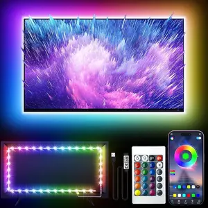 TV LED Backlight Lamp, RGB TV Backlit Strip Remote Control, Music Sync Bluetooth-compatible APP Controlled Light Bar, USB Powered for Bedroom Game Room Decor, Led Ambient Lighting, Vibrant Rgb Lighting