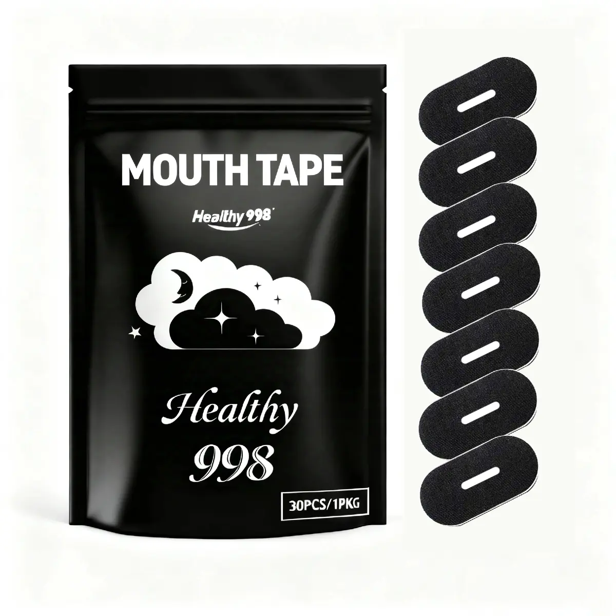 Healthy998 Mouth Tape & Strips Set for Mouth Breathing 30-Day Supply Anti-Slip Comfortable Skin-Friendly Material 1 PKG Ideal for Summer