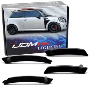 iJDMTOY OEM-Spec Black-Out Smoked Lens Front & Rear Bumper Wheel Arch Side Marker Lamp Housings For 2007-2013/14 MINI Cooper R55 R56 R57 R58 R59 R60 R61