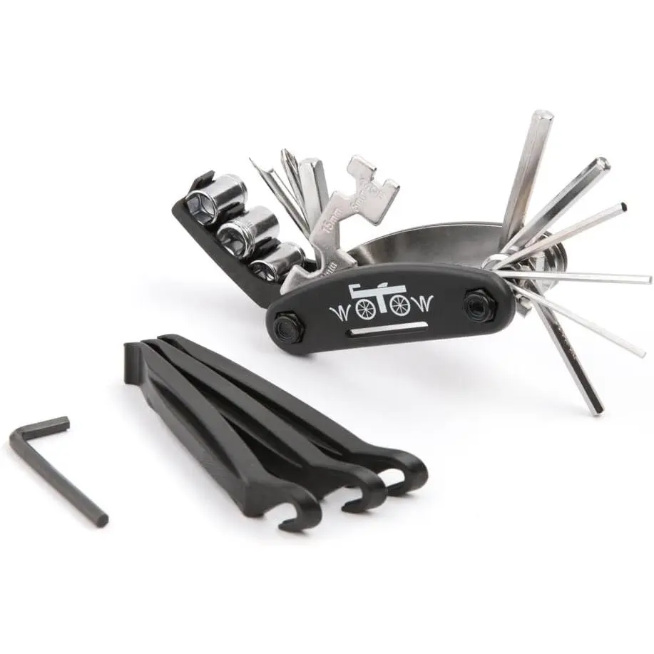 Bike Repair Tool Kit, 16 in 1 Bicycle Multitool with Tire Levers Hex Spoke Wrench, Multi Function Accessories Set for Road Mountain Bikes