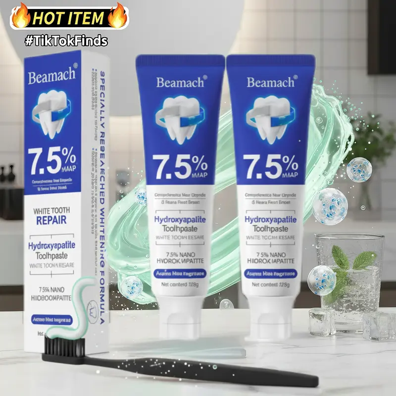 7.5% Nano Hydroxyapatite Toothpaste- Fluoride-Free, Gentle Formula for Sensitive Teeth, Enamel Repair, Gum Repair & Oral Daily Care, Teeth Whitening, Refreshing Flavor, 4.23oz, Remineralizing Toothpaste, Daily Care Toothpaste