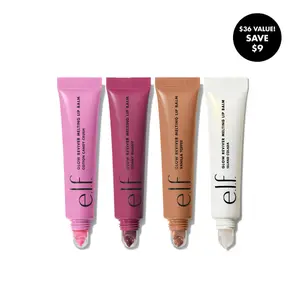 e.l.f. Glow Reviver Melting Lip Balm 4-Pack - Island Colada, Cotton Candy Crush, Vanilla Toffee, Yummy Gummy - Smooth Application, Buildable Color, Hydrating Butters