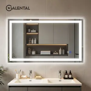 GALENTAL 48x32 LED Bathroom Mirror with Lights, Over Sink Vanity Mirror, Dimmable Touch Control 3-Color, Options Wall Mounted, Defoggin, Memory, Timing, Tempered Glass Modern White Decor Home Interior, Summervibes