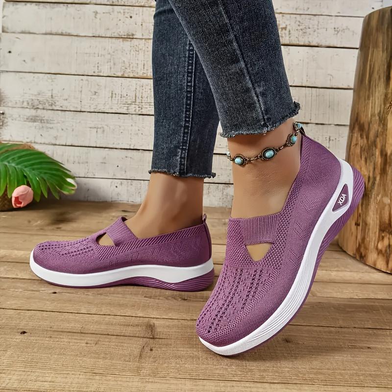 Rain Core |  Lightweight & Comfortable Women's Breathable Knit Slip-On Sneakers |   Beige Design, All-Season Low-Top Casual Footwear with Extended Size Options