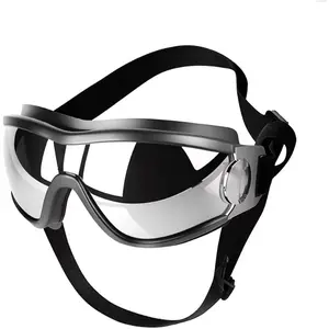 UV Protection Dog Goggles for Medium & Large Dogs - Waterproof Windproof Sunglasses, Durable Protective Eyewear for Long-Snout Breeds - Outdoor Hiking Running Glasses (Silver)