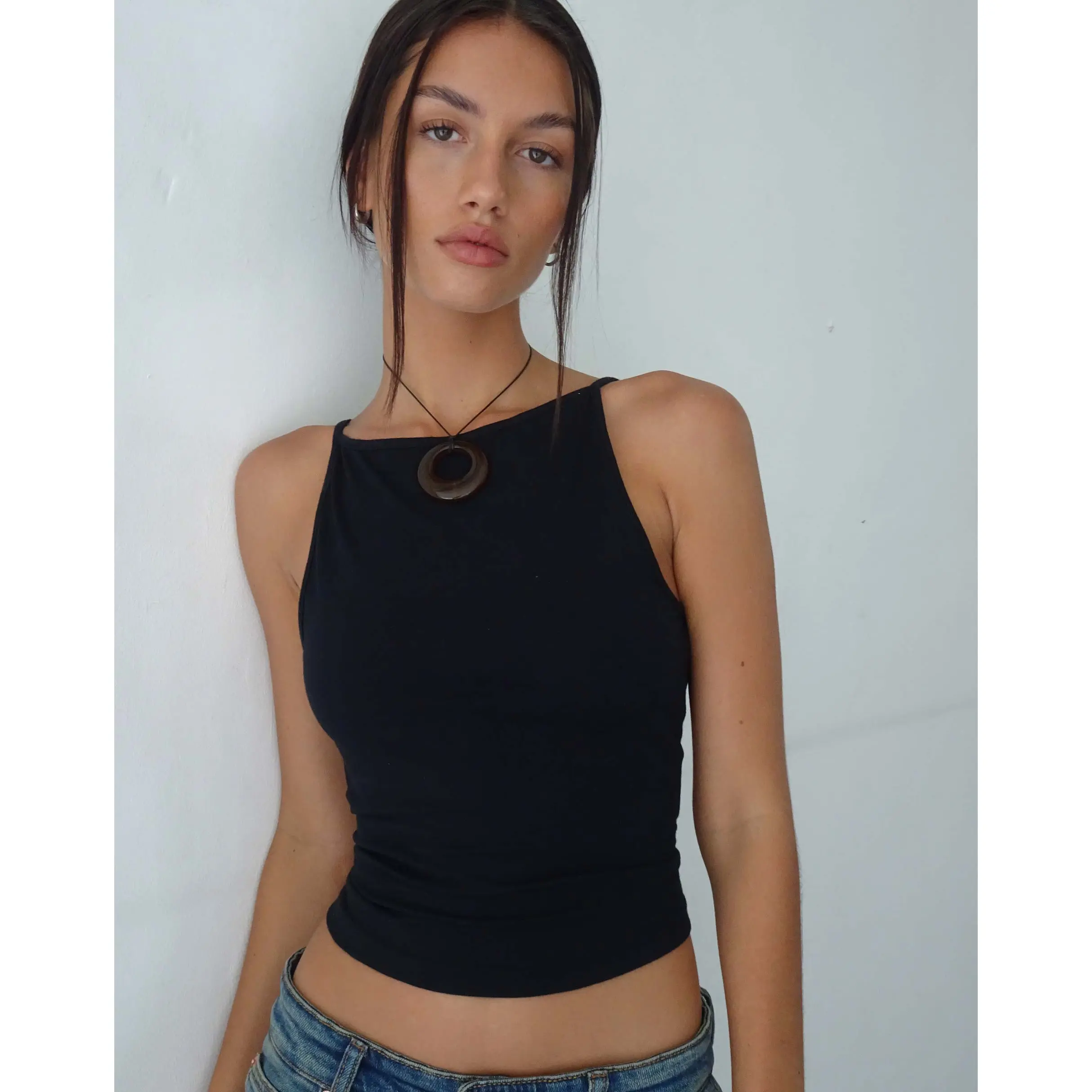 MOTEL   Dudley Vest Top in Black