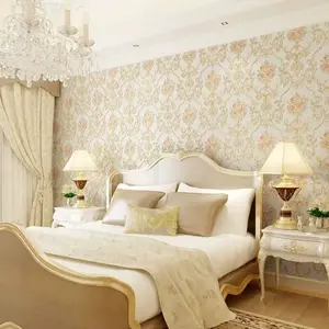 Self-Adhesive Non-Woven Fabric Wall Paper Roll, 3D Floral Design for Living Room Bedroom Background Decor, Home Decoration Sticker