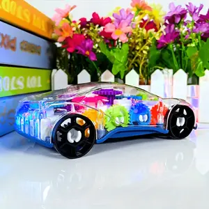 Transparent Gear Kids Toy Car with Music, Multicolor Dynamic Vehicle, Unidirectional Toy Car, Holiday Gift, Christmas Party Birthday Present