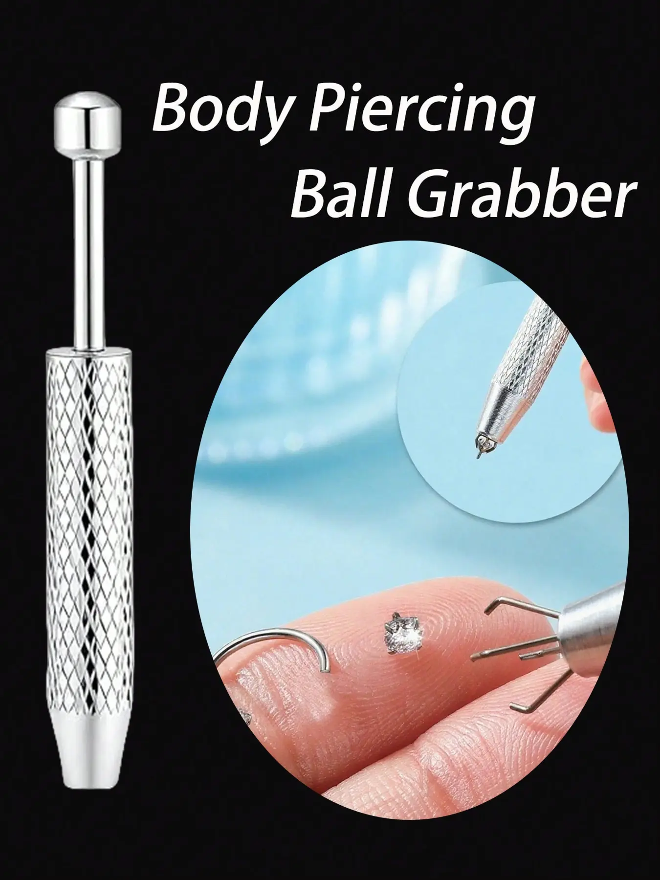 Body Piercing Cone Ball Grabber Tool, Stainless Steel Versatile Jewelry Catcher for Nose Rings, Nose Hoop, Nose Cuff, Earrings, Lip Studs, Eyebrow Piercings, All Seasons Use