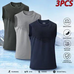 3PCS Men's Quick Dry Workout Tank Tops Breathable Gym Shirts for Running Hiking & Basketball Menswear Vests High Elasticity Lifestyle Beater Set