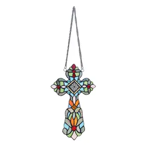3P583-GG13XPN RADIANCE goods Victorian Tiffany-style Stained Glass Window Panel 13" Tall