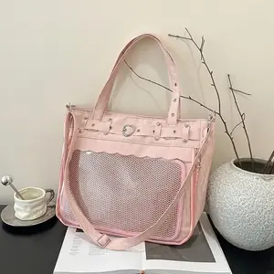 4XFF Fashion PU Shoulder Bag with Spacious Interior and Adjustable Strap For Student