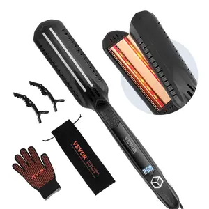 fathersdaygift  VEVOR Hair Straightener, 1.5-inch Titanium Flat Iron, Dual Infrared Hair Straightener Flat Iron with LCD Display and 19 Temp Levels - 210F to 450F, Fast Heating Hair Iron for Salon Home Travel Use