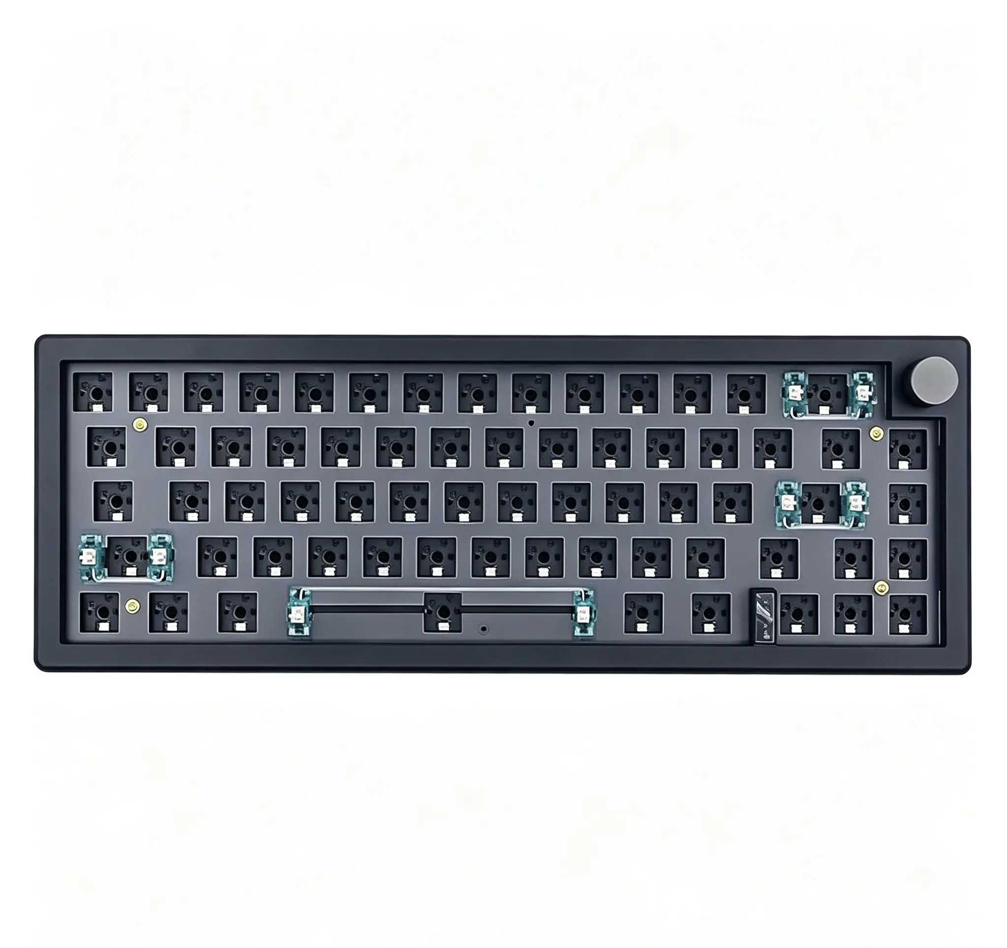 BOYI GMK67Pro Gaming Keyboard Barebones Kit - VIA Programmable Tri-Mode (BT5.0/2.4G/Type-C) Wireless Gasket Mounted 65% Compact Customizable Functional RGB DIY Mechanical Keyboard with 4000mAh Knob Kit for DIY Your Own Build