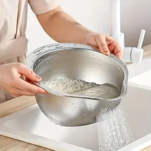 Stainless Steel Multi-Purpose Kitchen Strainer, Food Colander Kitchenware, Ideal for Washing Rice, Draining Fruits, Cleaning Vegetables, Durable Food Grade Mesh Screen