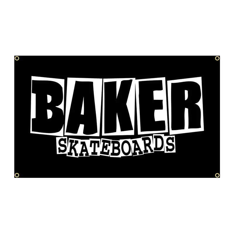 Bakers Skateboards Kick Push Flag Polyester Printed Home or Outdoor Decoration Banner Tapestry Cotton Decorative Light Linen Design White