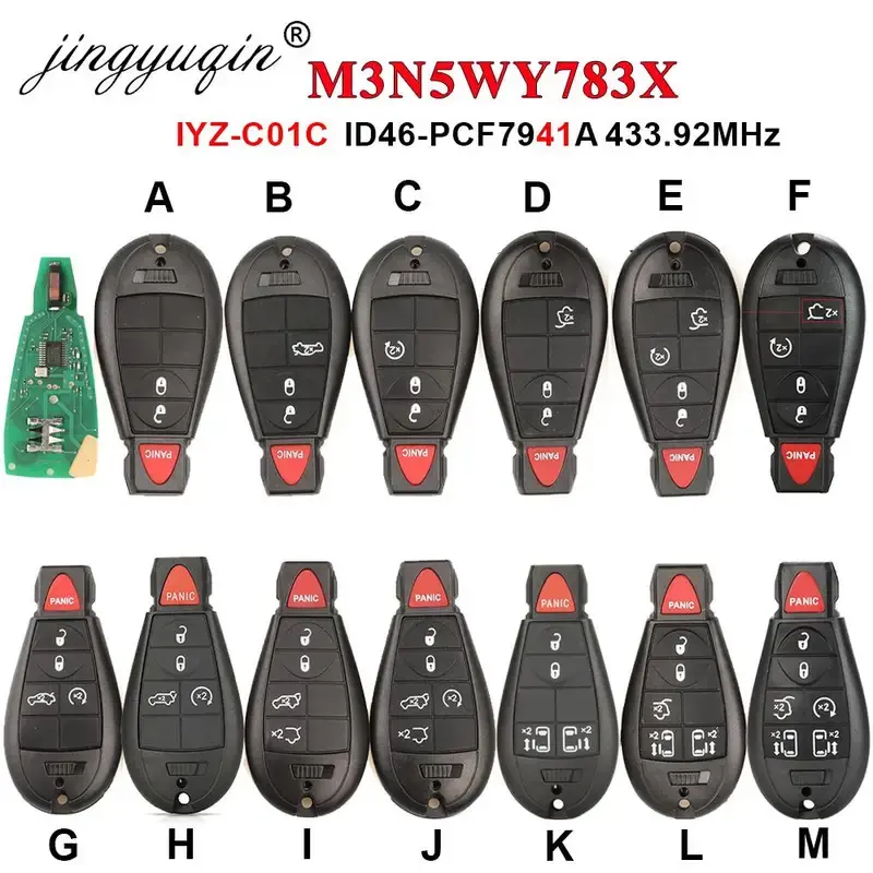 433Mhz 7941 Remote Car Key Fob M3N5WY783X For Chrysler Town & Country Jeep Grand Cherokee Dodge Caravan Journey IYZ-C01C Automotive