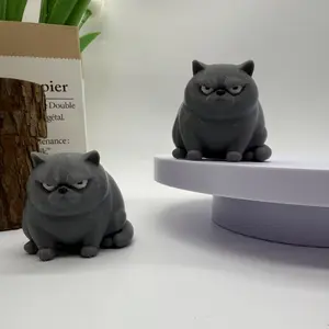 1 Count 3D Printed Angry Cat Mini Desktop Decor, Decorative Figurines - Perfect for Home, Holiday Decorations. Ideal for Parties, Birthdays, Halloween, Christmas Celebrations. An Excellent Gift for Family, Friends, Colleagues.